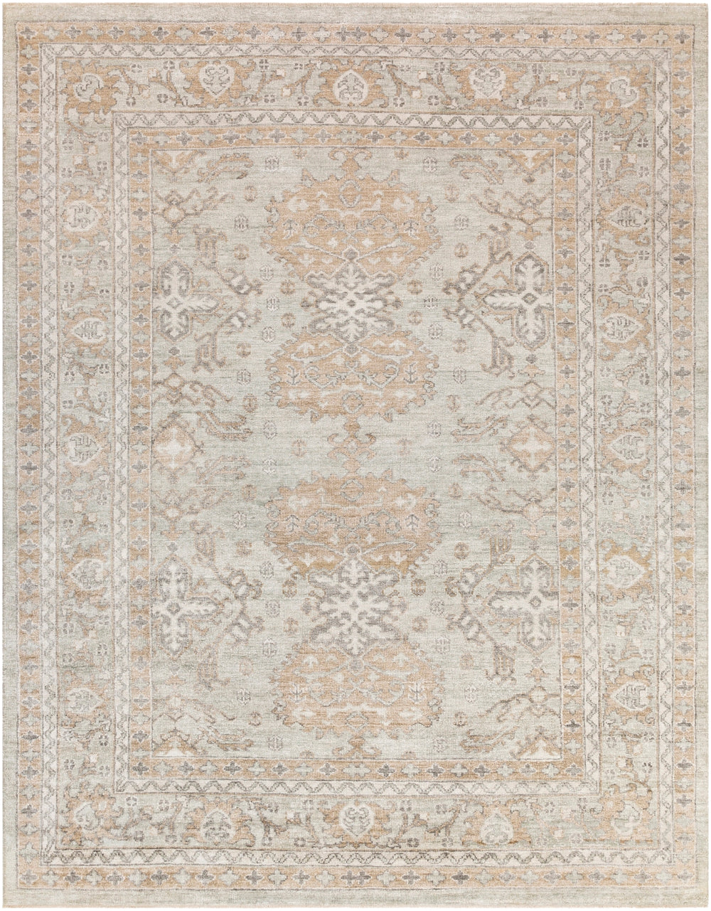 Royal RYL-2302 Traditional Viscose Rug RYL2302-912 Sage, Khaki, Charcoal, Beige 100% Viscose 9' x 12'