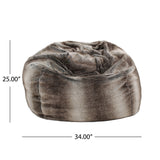 Landrum Modern 3 Foot Faux Fur Bean Bag (Cover Only), Gray Taupe Noble House