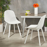 Noble House Posey Outdoor Modern Dining Chair (Set of 2), White