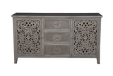 Porter Designs Mandala Solid Wood Vintage Sideboard Gray 07-196-06-BCB03
