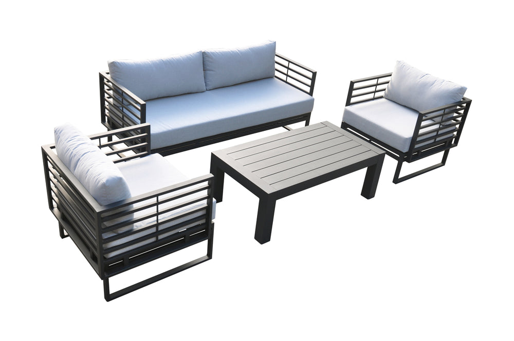 VIG Furniture Renava Wharf Outdoor Grey & Black Sofa Set VGGES0273