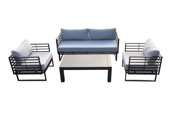 VIG Furniture Renava Wharf Outdoor Grey & Black Sofa Set VGGES0273