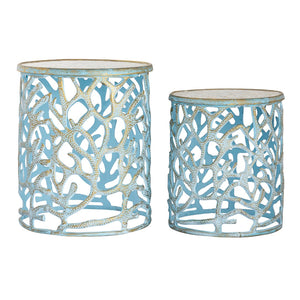 Mabley Accent Table - Set of 2 Blue Brushed