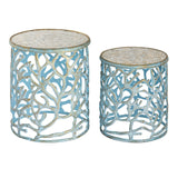 Mabley Accent Table - Set of 2 Blue Brushed