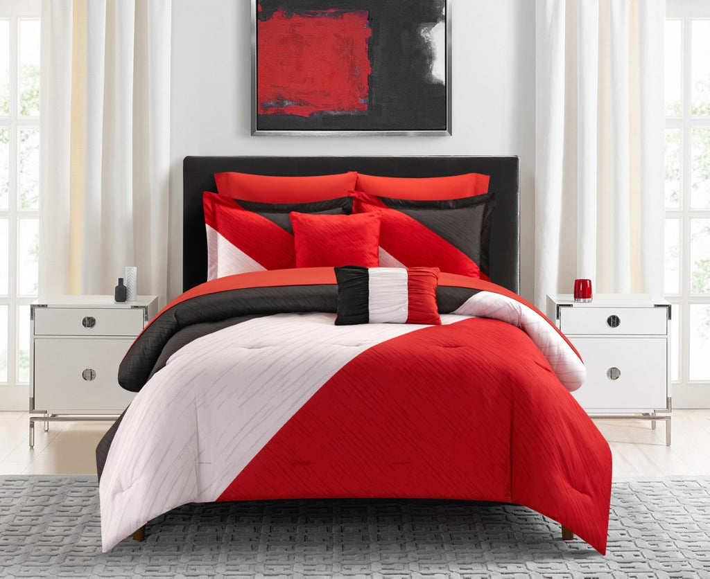 Kinsley Red Twin 7pc Comforter Set
