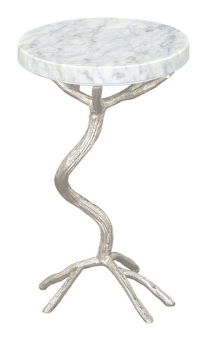 Zuo Modern Joel Marble, MDF, Aluminum Modern Commercial Grade Side Table White, Silver Marble, MDF, Aluminum