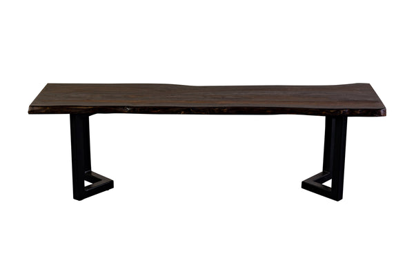 Porter Designs Manzanita Live Edge Solid Acacia Wood Natural Dining Bench Gray 07-196-13-BN58MV-KIT