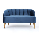 Amaia Mid-Century Modern Velvet Sofa with Seashell Backrest