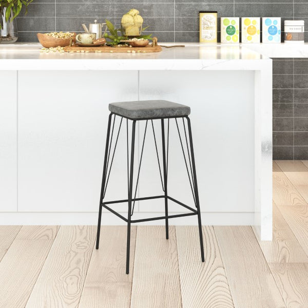 Zuo Modern Samuel 100% Polyurethane, Plywood, Steel Modern Commercial Grade Counter Stool Set - Set of 2 Vintage Black, Black 100% Polyurethane, Plywood, Steel
