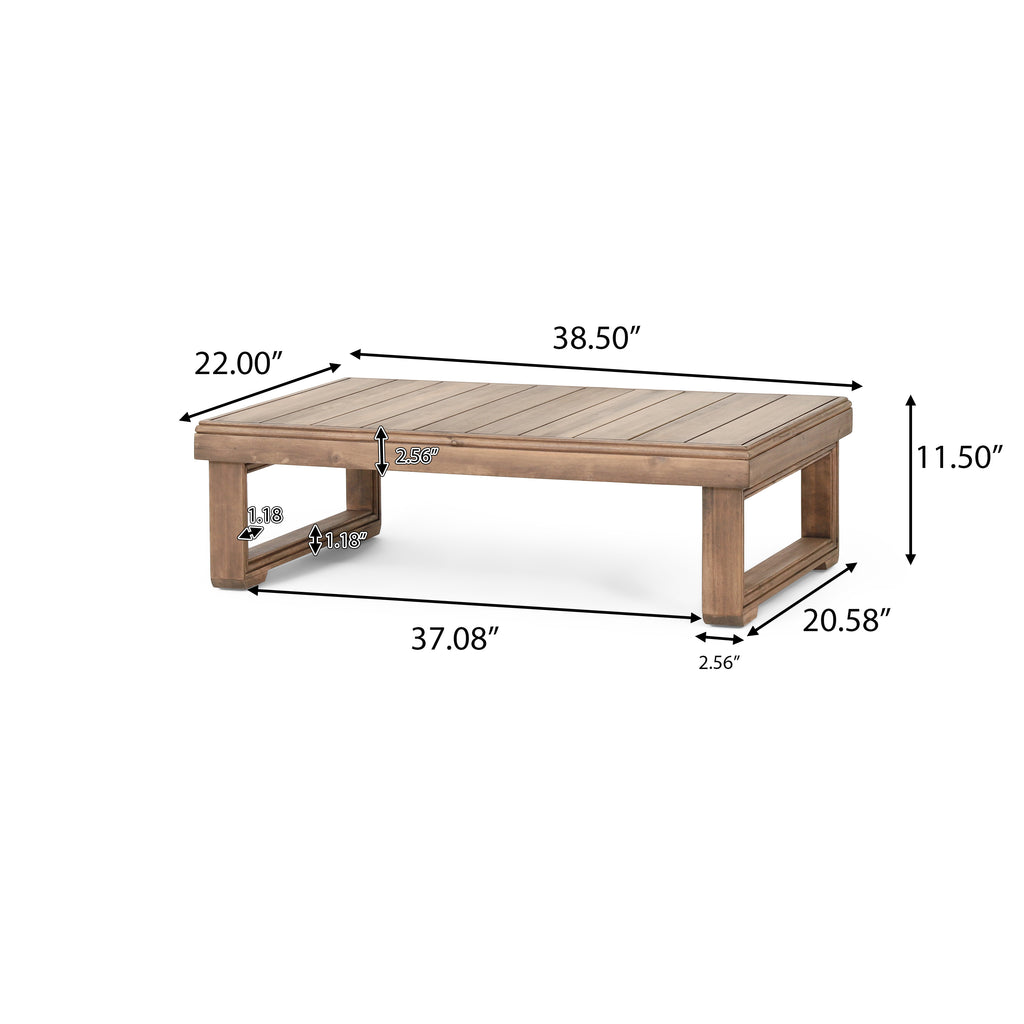 Westchester Outdoor Acacia Wood Rectangular Coffee Table, Brown Wash Noble House