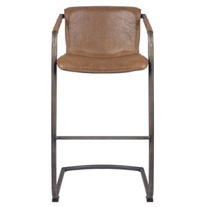 Indy Leatherette Bar Stool Set of 2 - Chic Comfort Meets Industrial Style with Floating Design
