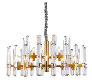 Bethel gold Chandelier in Metal & Crystal