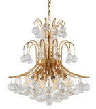 Bethel Stain Brass Chandelier in Metal & Crystal