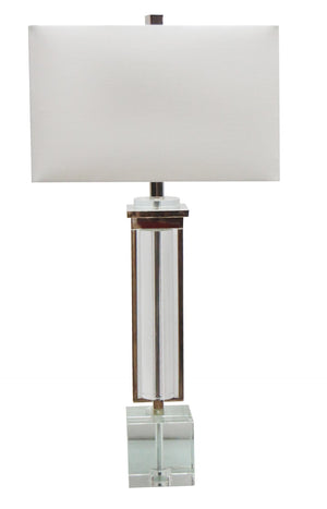 Bethel Polished Nickel Table Lamp in Metal & Crystal