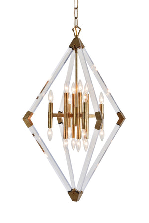 Bethel Antique Gold Chandelier in Metal & Acrylic