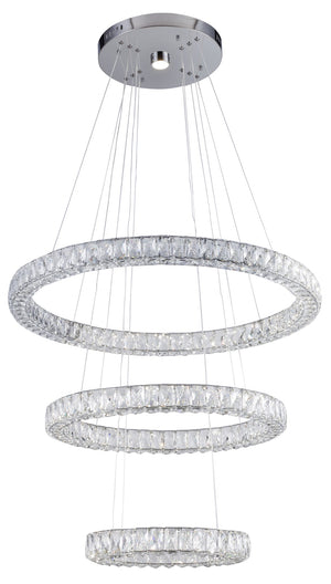 Bethel Chrome LED Chandelier in Metal & Crystal