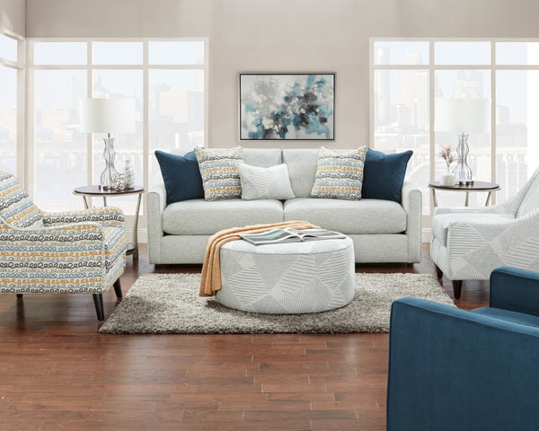 Fusion 140 Transitional Cocktail Ottoman 140 Palisoul Batik 39" Round Cocktail Ottoman