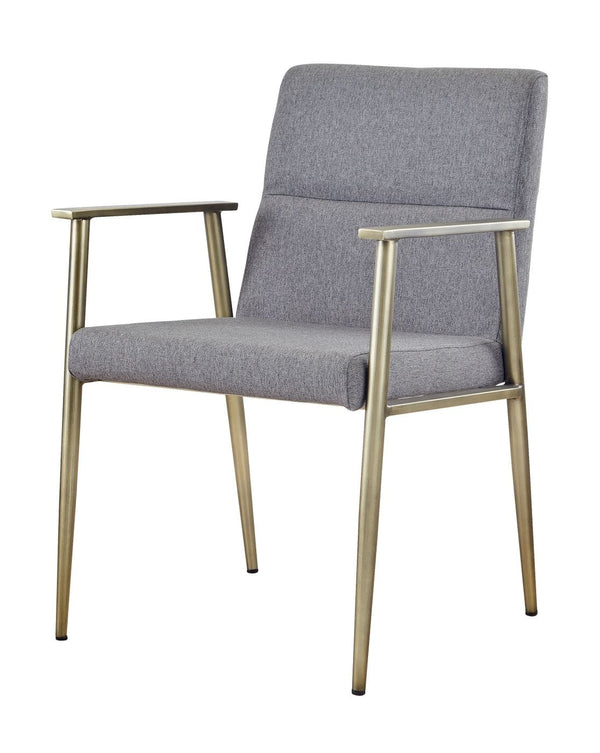 VIG Furniture Modrest Sabri - Contemporary Grey & Antique Brass Arm Dining Chair VGGAGA-6580CH-GRY