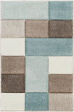 Santa Monica SAC-2300 Modern Polypropylene Rug SAC2300-679 Aqua, Dark Brown, Taupe, Ivory 100% Polypropylene 6'7" x 9'