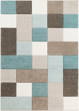 Santa Monica SAC-2300 Modern Polypropylene Rug SAC2300-5376 Aqua, Dark Brown, Taupe, Ivory 100% Polypropylene 5'3" x 7'7"