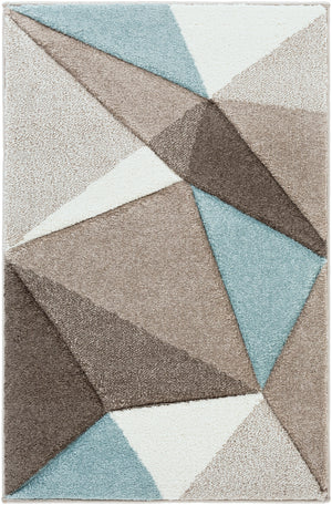 Santa Monica SAC-2304 Modern Polypropylene Rug SAC2304-679 Taupe, Dark Brown, Aqua, Ivory 100% Polypropylene 6'7" x 9'