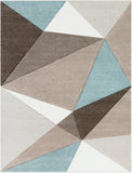 Santa Monica SAC-2304 Modern Polypropylene Rug SAC2304-710103 Taupe, Dark Brown, Aqua, Ivory 100% Polypropylene 7'10" x 10'2"