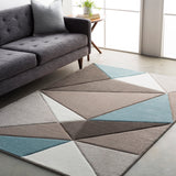 Santa Monica SAC-2304 Modern Polypropylene Rug SAC2304-710103 Taupe, Dark Brown, Aqua, Ivory 100% Polypropylene 7'10" x 10'2"