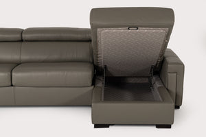 VIG Furniture Estro Salotti Sacha - Modern Dark Grey Leather Reversible Sectional Sofa Bed with Storage VGNTSACHA-C611