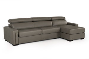 VIG Furniture Estro Salotti Sacha - Modern Dark Grey Leather Reversible Sectional Sofa Bed with Storage VGNTSACHA-C611