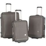 3 Piece Oneonta Luggage Set Grey Stripe 100% Polyester