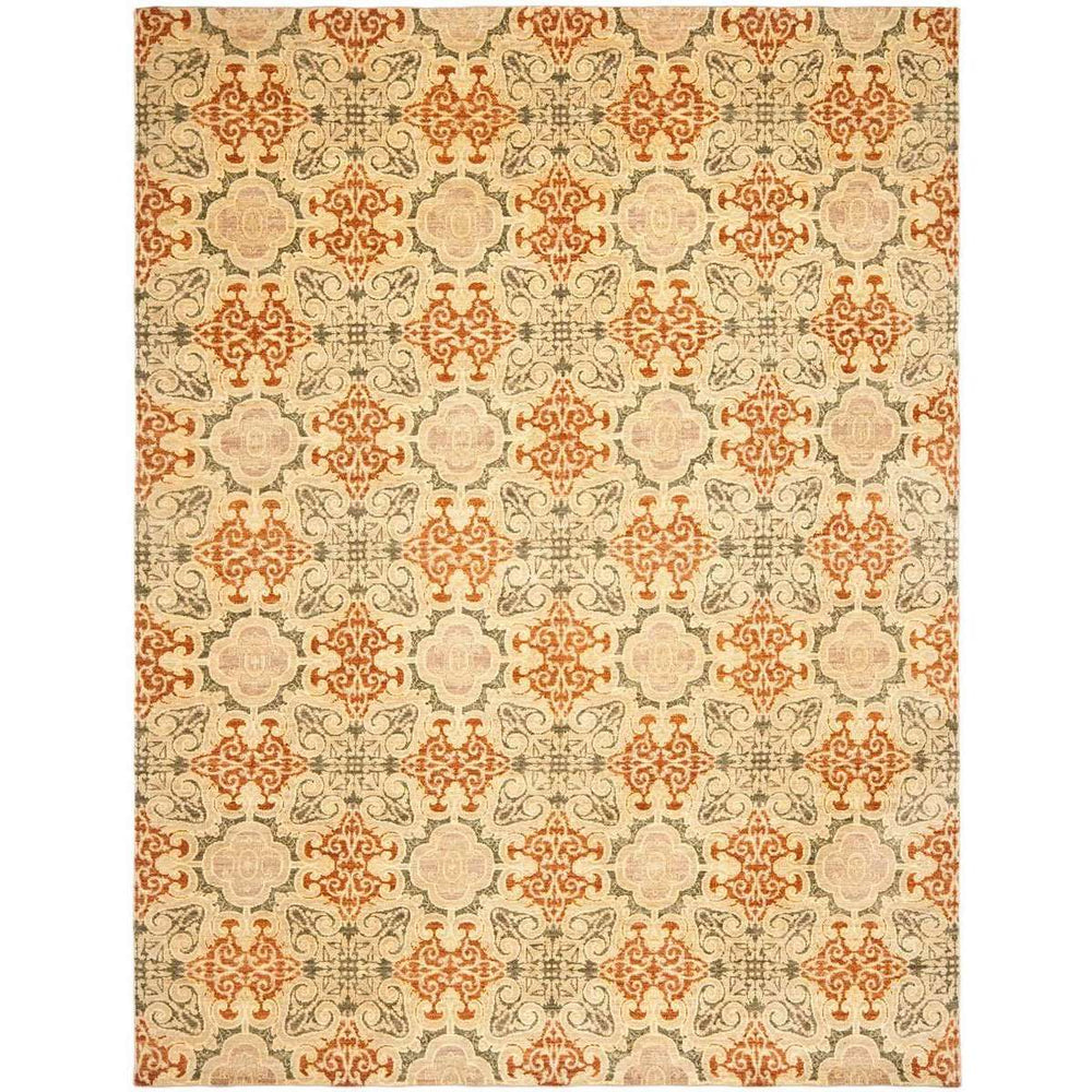 9Ft Asian Fusion Hand-Knotted Wool Rug – Elegant Silk Road Colors & Timeless Motifs for Your Home