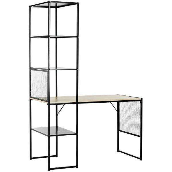 Aba Modular Writing Desk with Open & Closed Shelving, Stylish Black MDF & Iron Design, 46"W