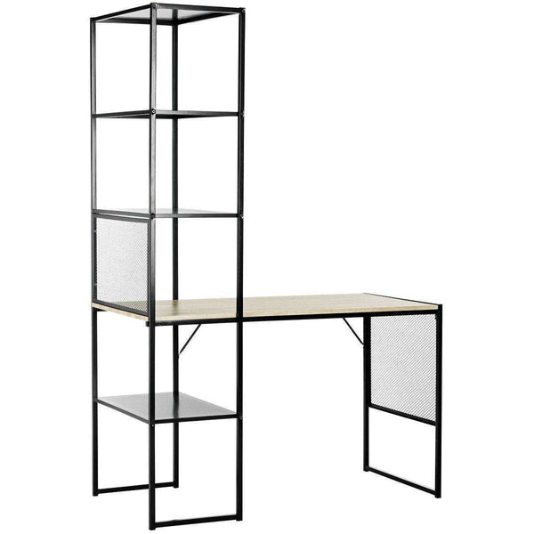 Aba Modular Writing Desk with Open & Closed Shelving, Stylish Black MDF & Iron Design, 46"W
