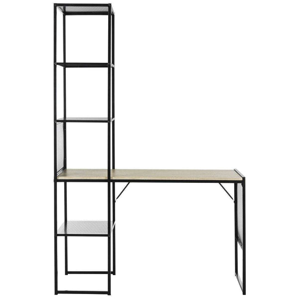 Aba Modular Writing Desk with Open & Closed Shelving, Stylish Black MDF & Iron Design, 46"W