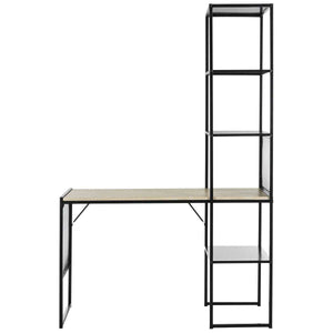 Aba Modular Writing Desk with Open & Closed Shelving, Stylish Black MDF & Iron Design, 46"W