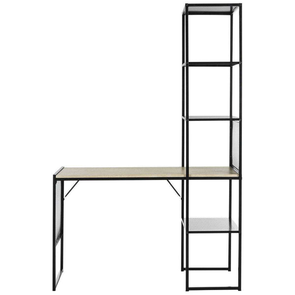 Aba Modular Writing Desk with Open & Closed Shelving, Stylish Black MDF & Iron Design, 46"W