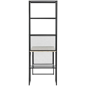 Aba Modular Writing Desk with Open & Closed Shelving, Stylish Black MDF & Iron Design, 46"W