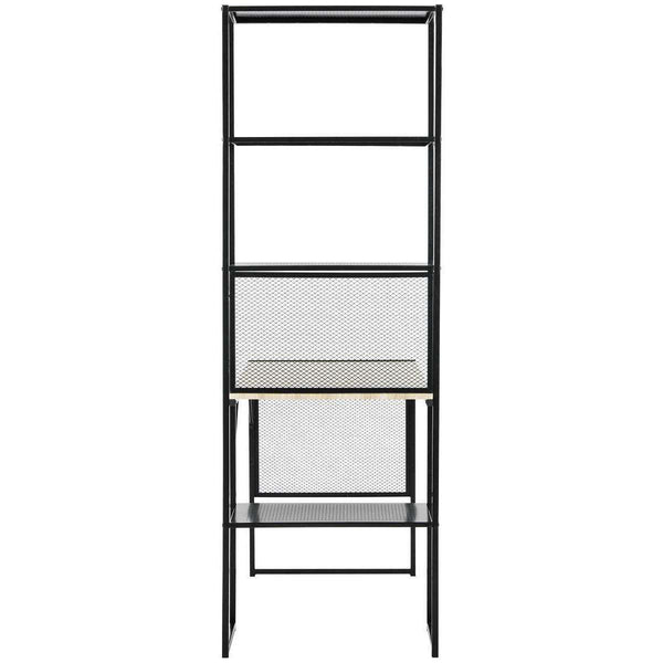 Aba Modular Writing Desk with Open & Closed Shelving, Stylish Black MDF & Iron Design, 46"W