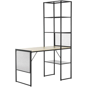 Aba Modular Writing Desk with Open & Closed Shelving, Stylish Black MDF & Iron Design, 46"W