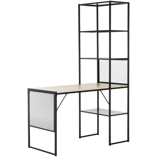 Aba Modular Writing Desk with Open & Closed Shelving, Stylish Black MDF & Iron Design, 46"W