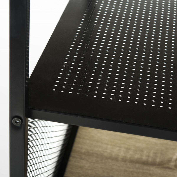 Aba Modular Writing Desk with Open & Closed Shelving, Stylish Black MDF & Iron Design, 46"W