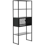 Abay Bookshelf 31.5''W Storage Black Wood MDF Iron