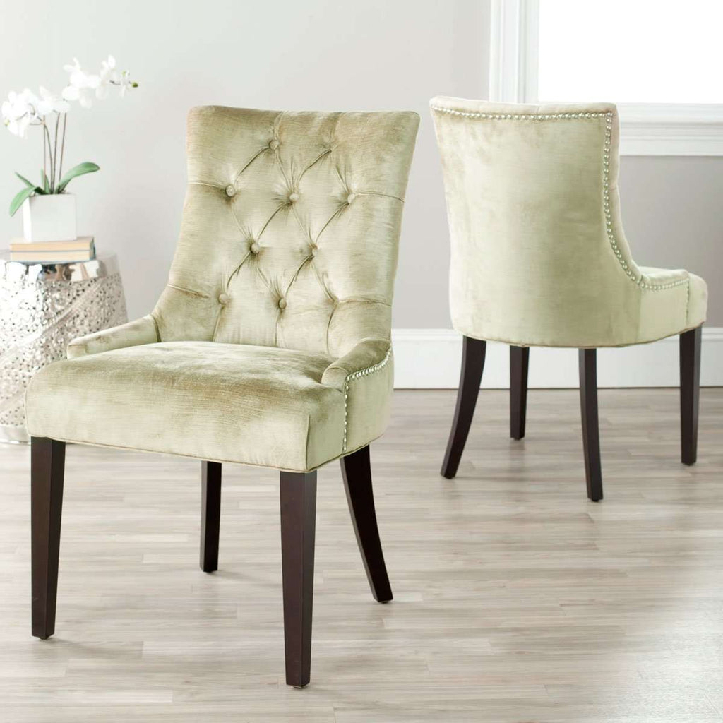 Abby 19''H Tufted Side Chairs Silver Nail Heads - Set of 2