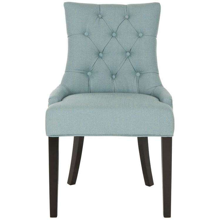 Abby Side Chairs Set of 2 - Chic Sky Blue Upholstery with Espresso Birch Legs for Modern Dining Room