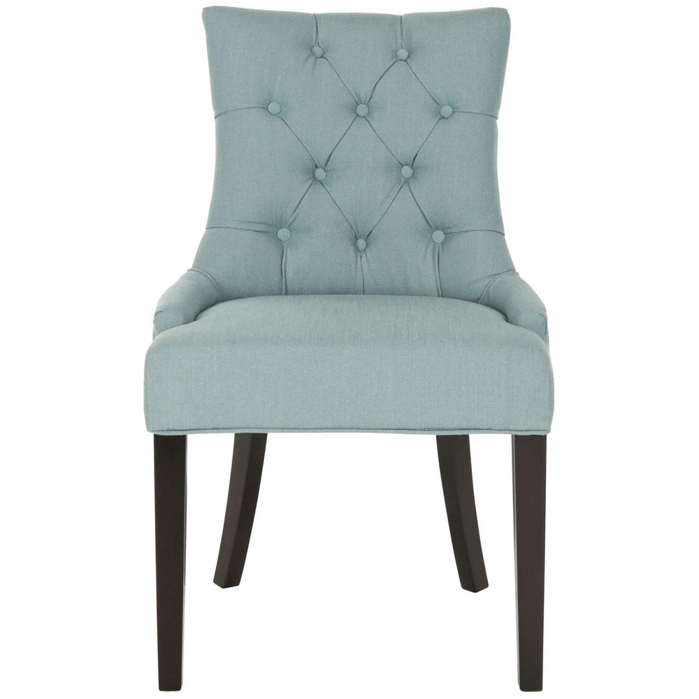 Abby Side Chairs Set of 2 - Chic Sky Blue Upholstery with Espresso Birch Legs for Modern Dining Room