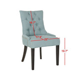 Abby Side Chairs 19''H Nail Heads Sky Blue Espresso Wood Birch CA Foam Poly Fiber Steel Cotton Linen - Set of 2