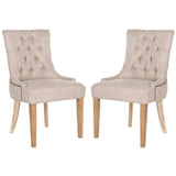 Abby Side Chairs 19''H Tufted Nail Heads Grey White Wash Wood Birch CA Foam Poly Fiber Steel Viscose - Set of 2