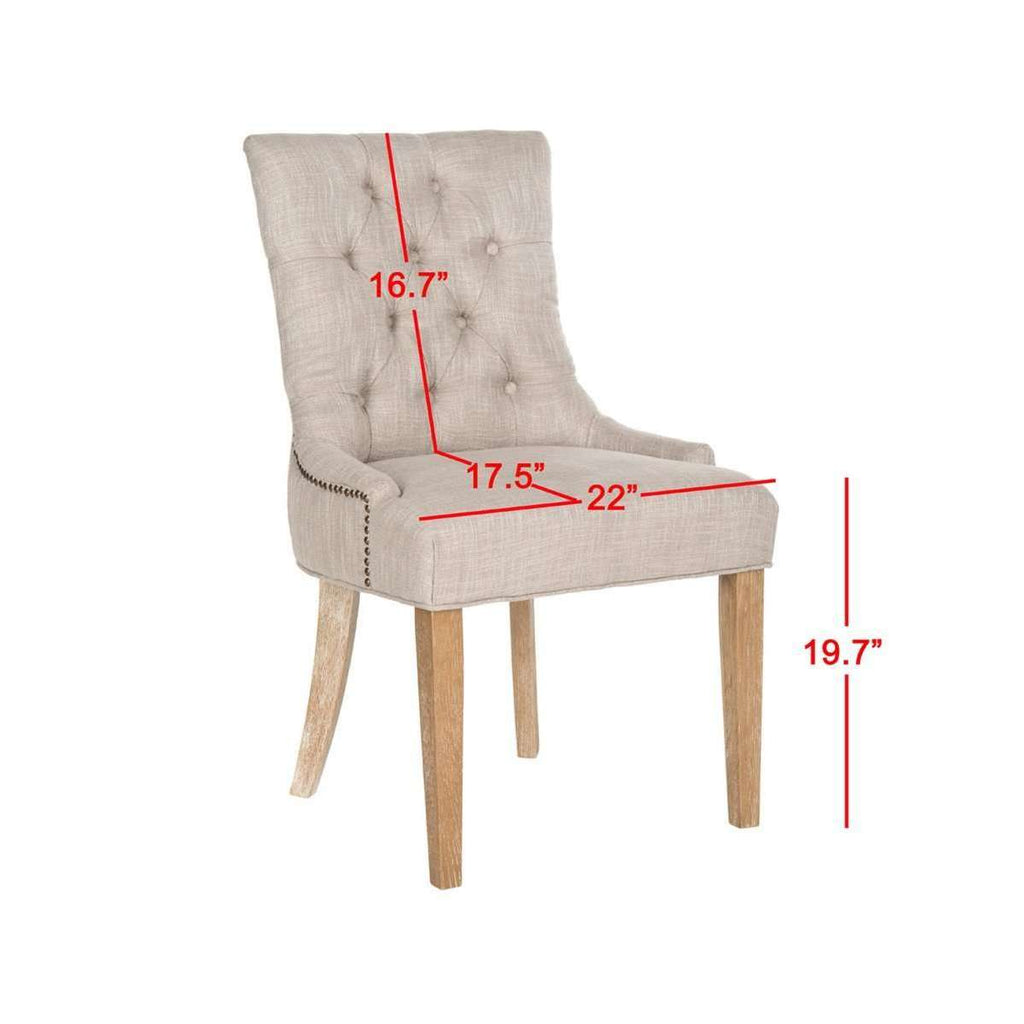 Abby Side Chairs 19''H Tufted Nail Heads Grey White Wash Wood Birch CA Foam Poly Fiber Steel Viscose - Set of 2
