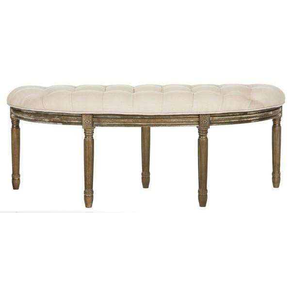 Abilene Tufted Semi Circle Bench with Elegant Wood Frame and Luxurious Linen Upholstery