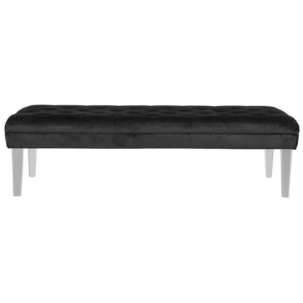 Abrosia Glamorous Tufted Bench with Clear Acrylic Legs - Stylish Seating for Any Room Décor